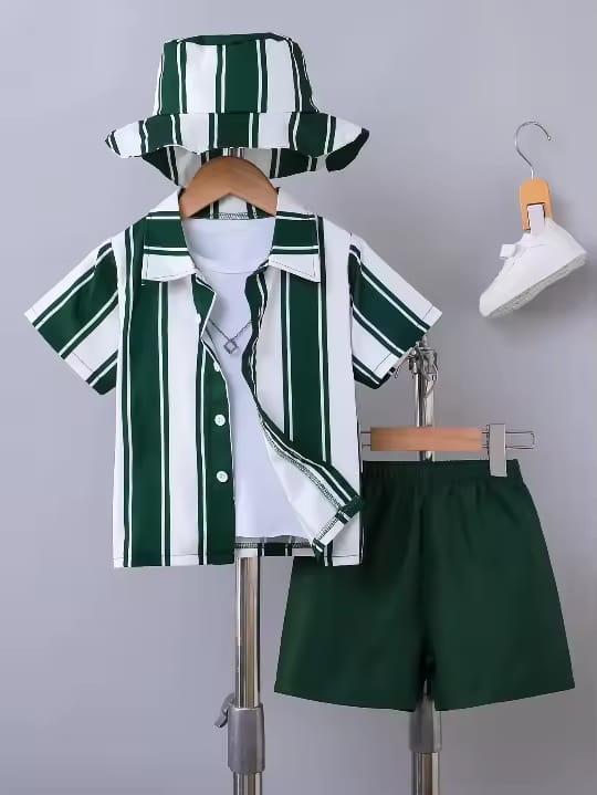 Kids clothing with cap set short sleeve