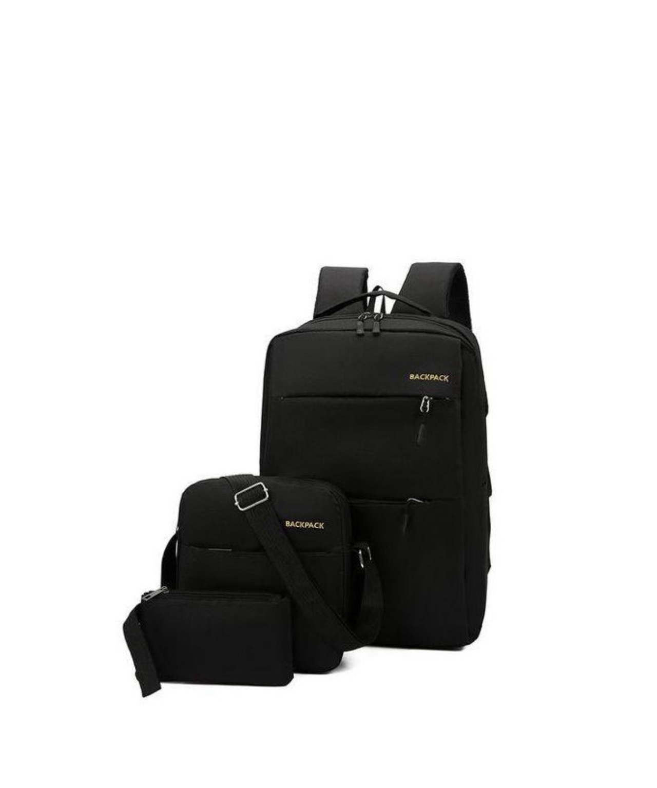 3 in 1 multi functional backpack with usb slot - black