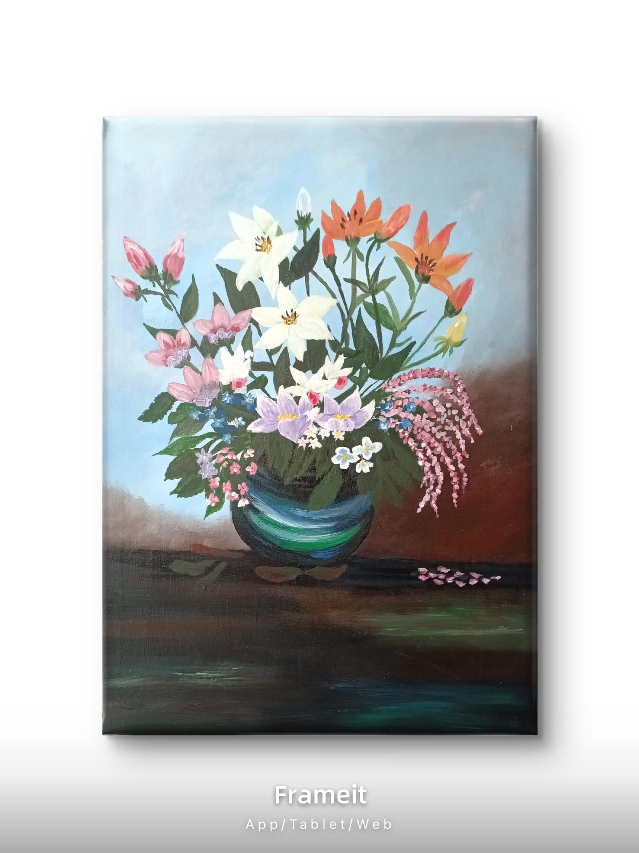 Acrylic flower painting 14x25