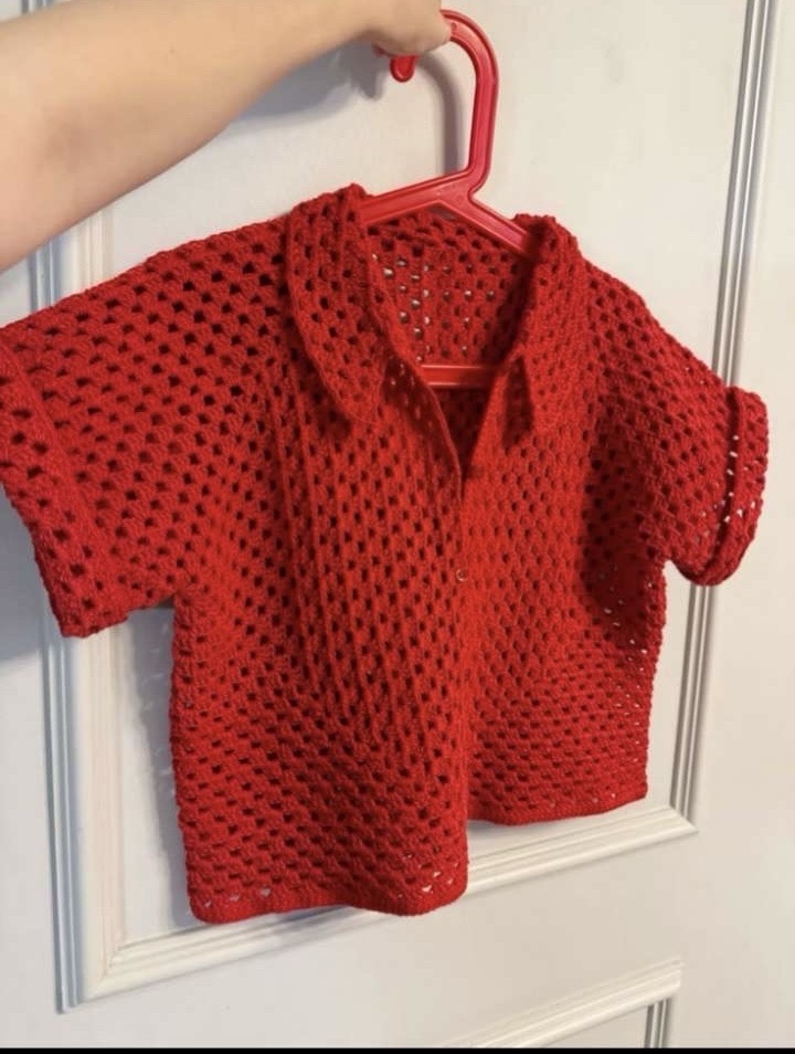 Ladies crochet cropped shirt