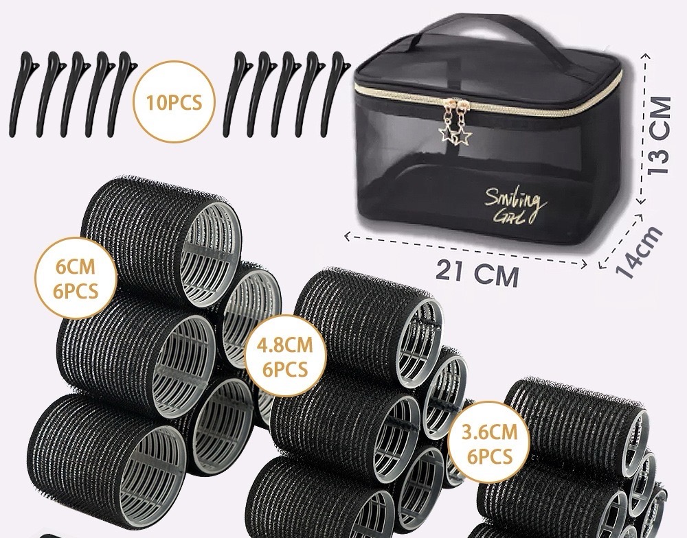 Hair rollex with clips and mesh bag
