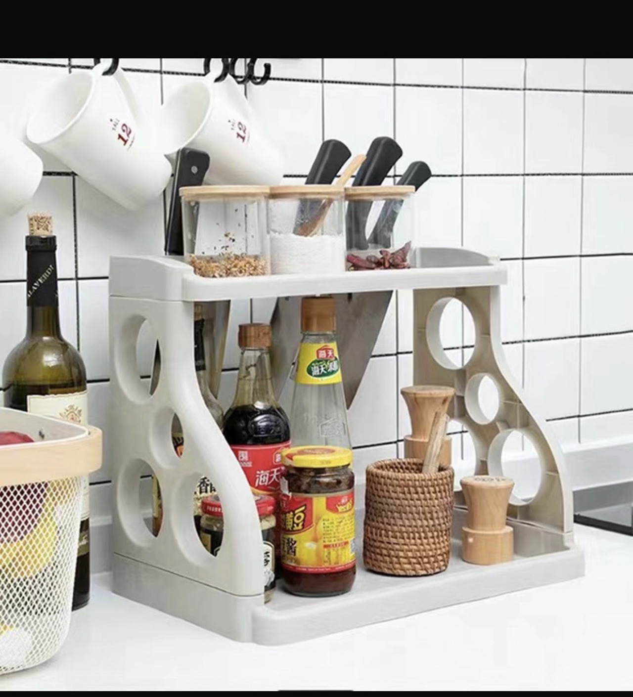 Spices and cutlery rack same color