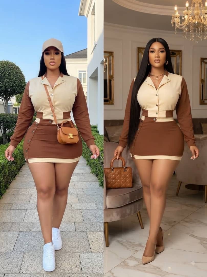 Two-piece (skirt and top) available in large size