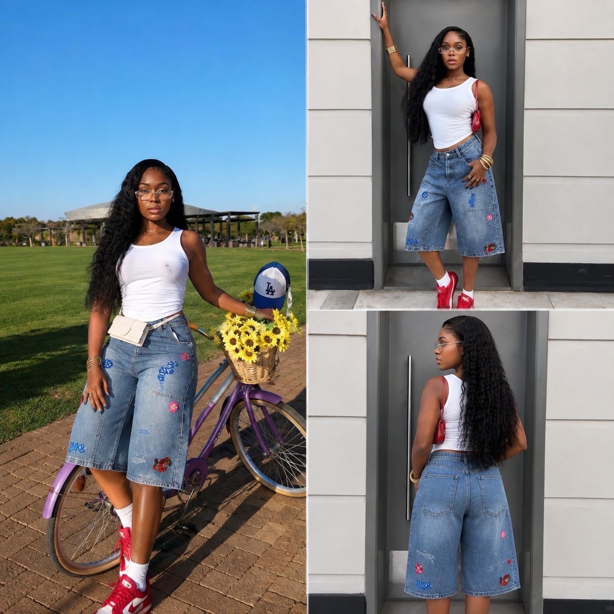 2pcs short jeans and top
