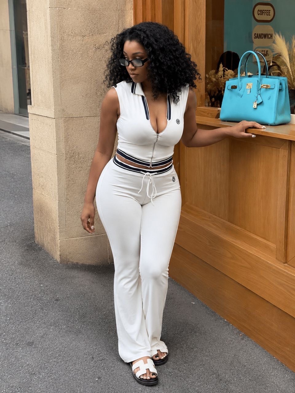 Two white top and down dress
