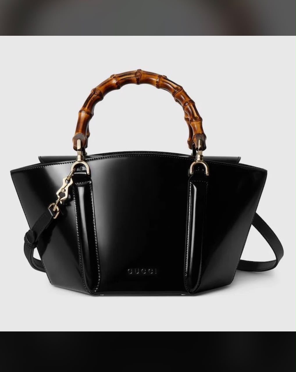 Women's black mini bamboo top handle tote bag
