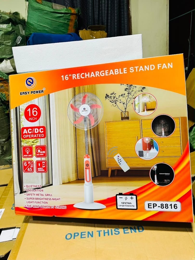 Solar+rechargeble fan. 16inches