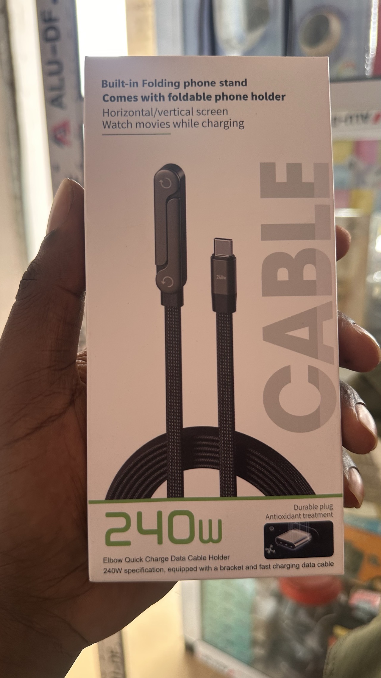 Elbow quick charger data cable + holder