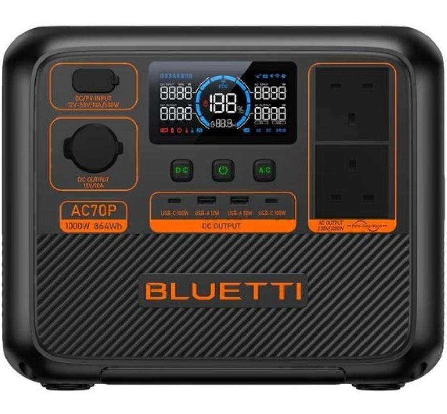 Bluetti ac70p 1,000w. 864wh portable power station
