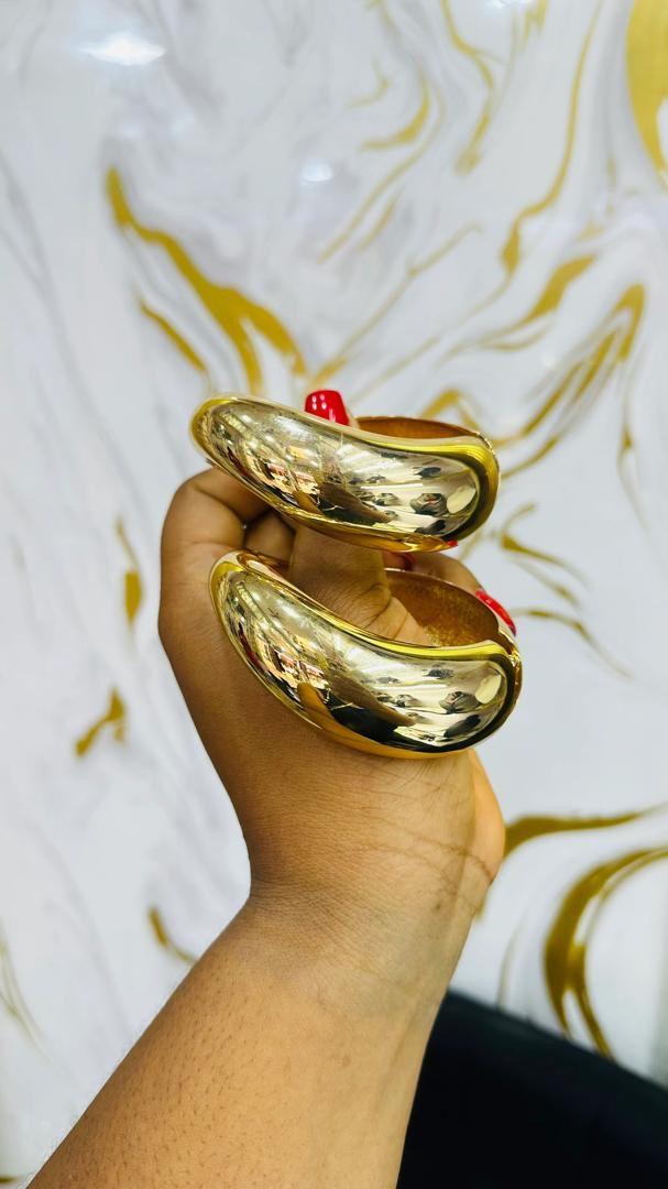Aurelia chunky gold dome cuff bangle