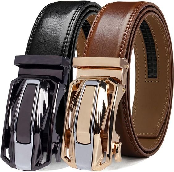 Men's ratchet leather belt