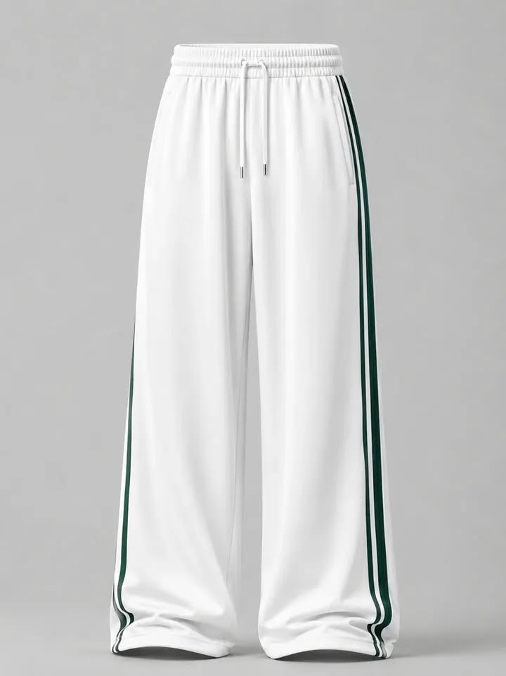 White wide-leg track pants