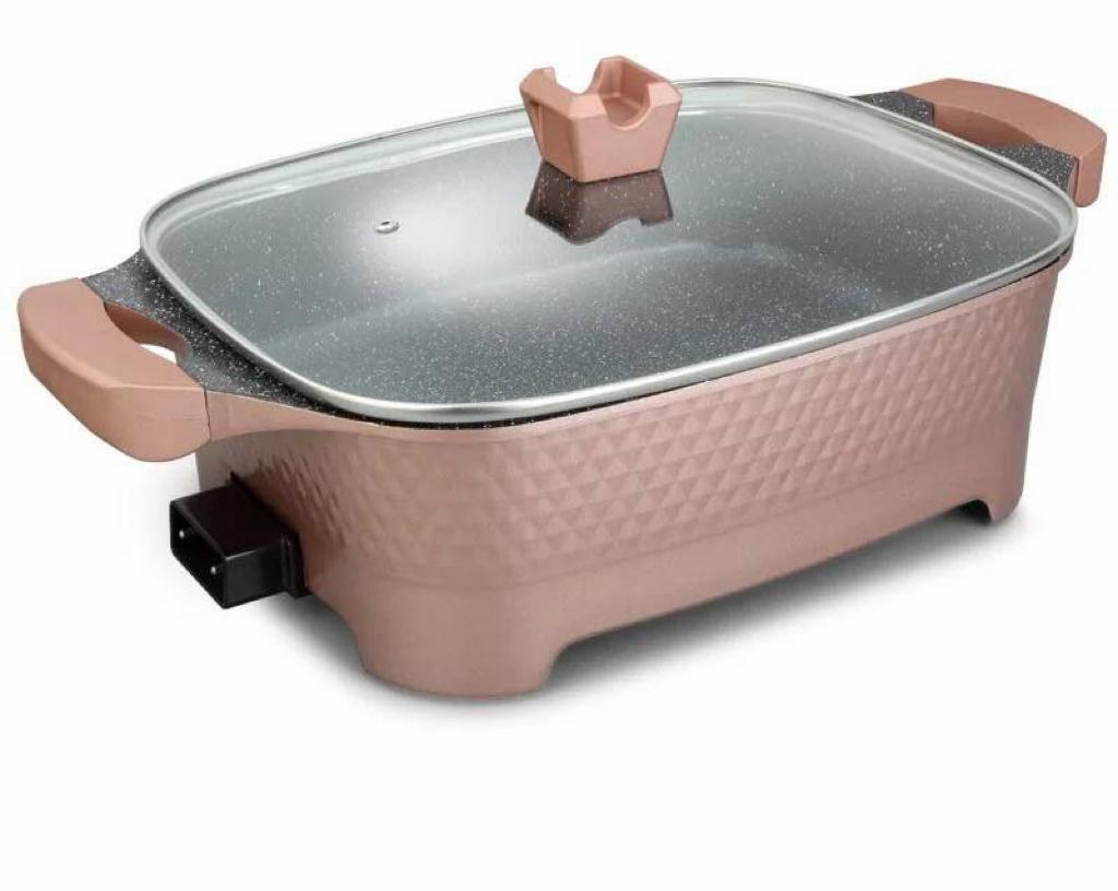 Multipurpose electric cooking pot and skillet.