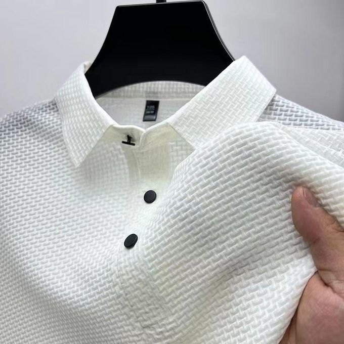 Balfson men's textured polo shirt 3d woven fabric wrinkle-free