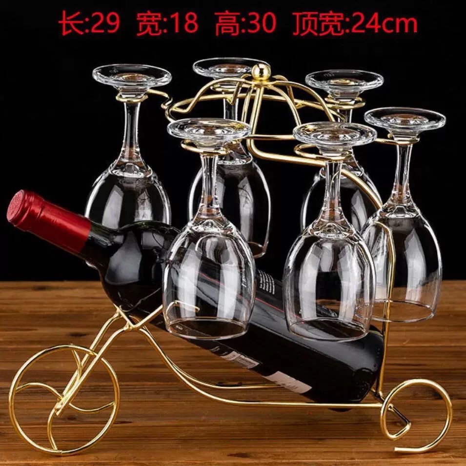 Six pieces wine glasses with wine stand