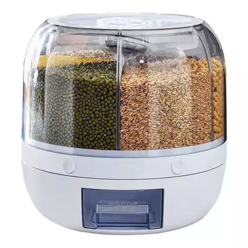 Rotatable cereal dispenser with 6 compartments