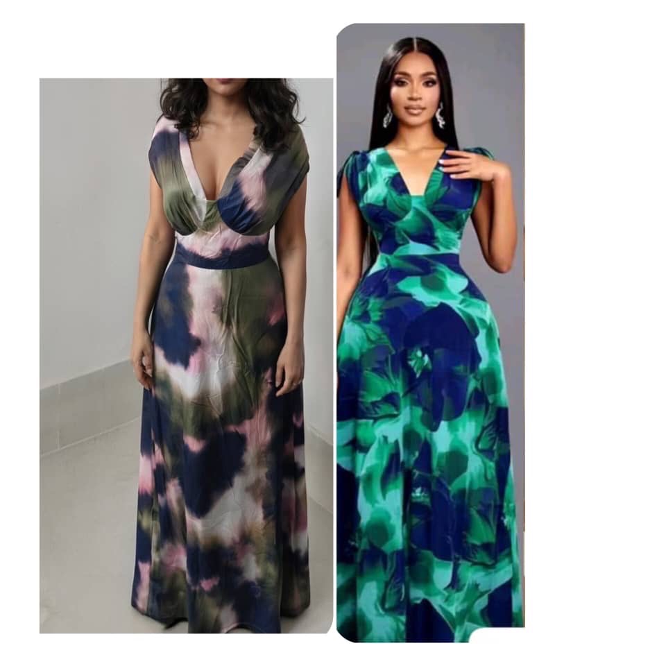 Long tie and dye design dress