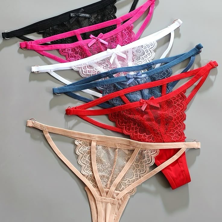 6-12pack floral lace scallop trim thong