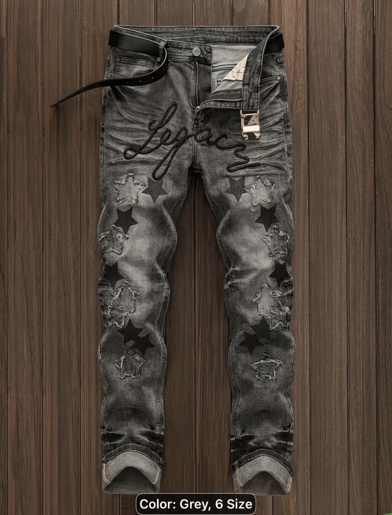 American street style vintage washed jeans for men