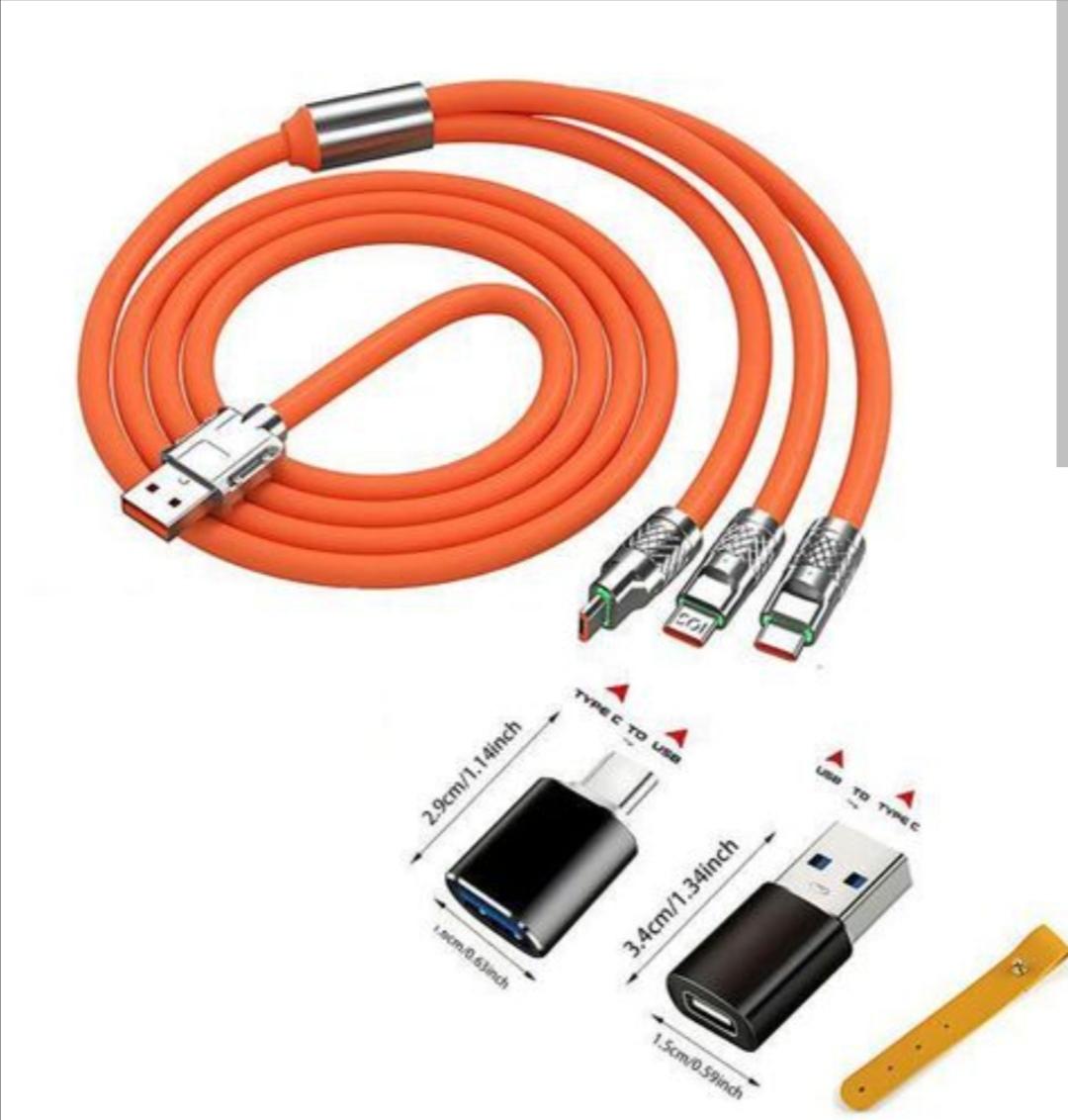 3-in-1 usb fast charging cable for iphone/type-c/ micro usb devices.