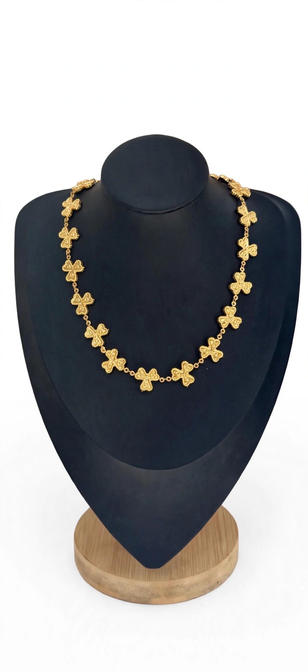 Gold clover station necklace - 15 clovers