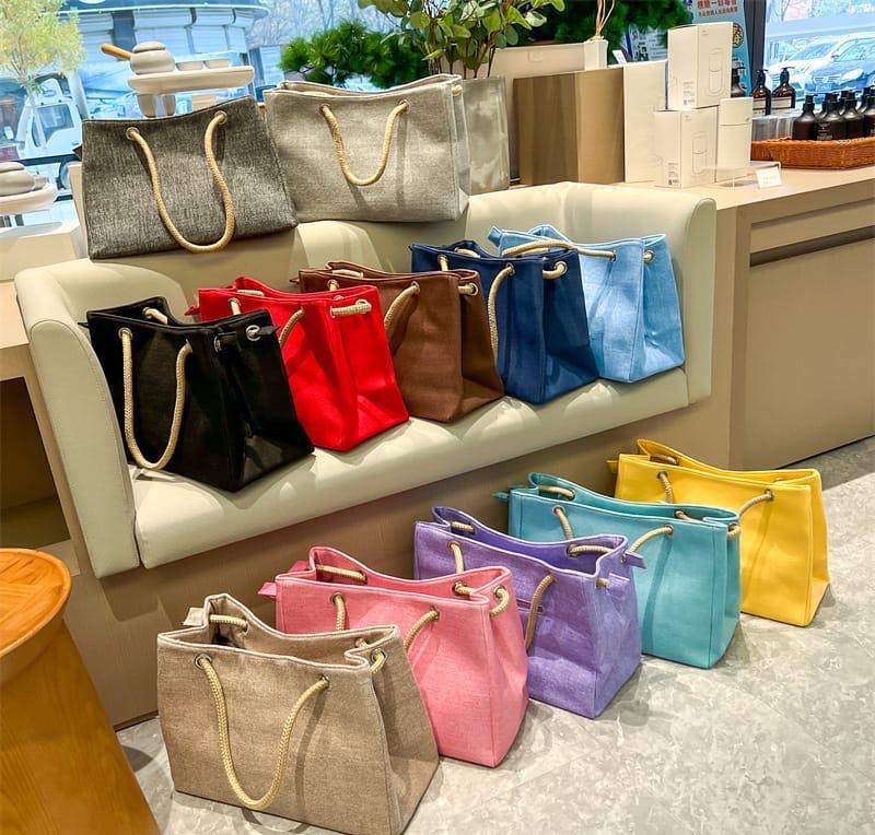Large rope handle canvas tote bag - oversized