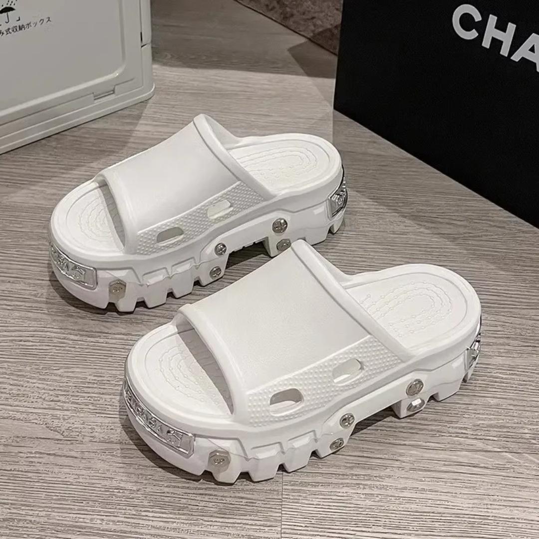 Unisex slippers fashion platform slippers punk style rivet mens/ women's shoes