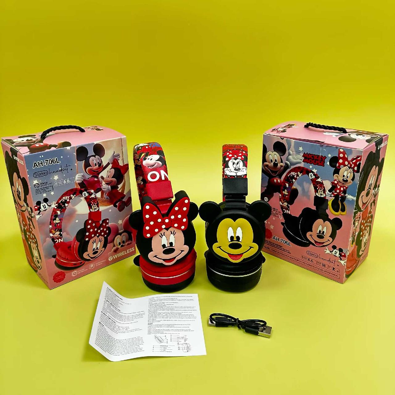 Vibrant disney mickey and minnie mouse ah-806 wireless kids' headphones feature