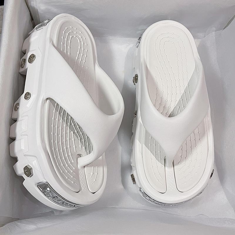 Balenciaga x crocs hardcrocs platform thong sandals in black, featuring a chunky