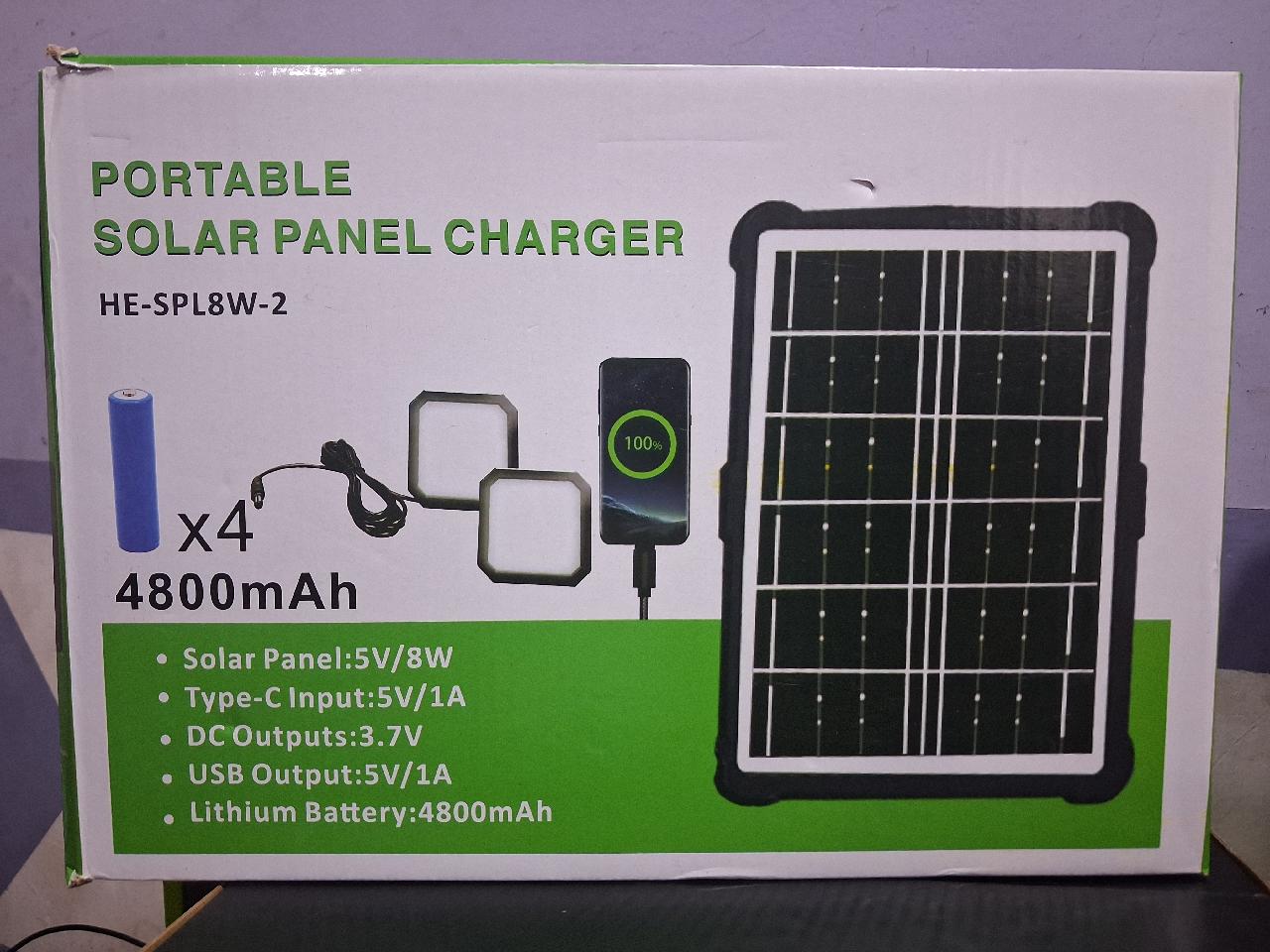 L8w-2 portable solar panel charger features an 8w/5v solar panel paired with a b