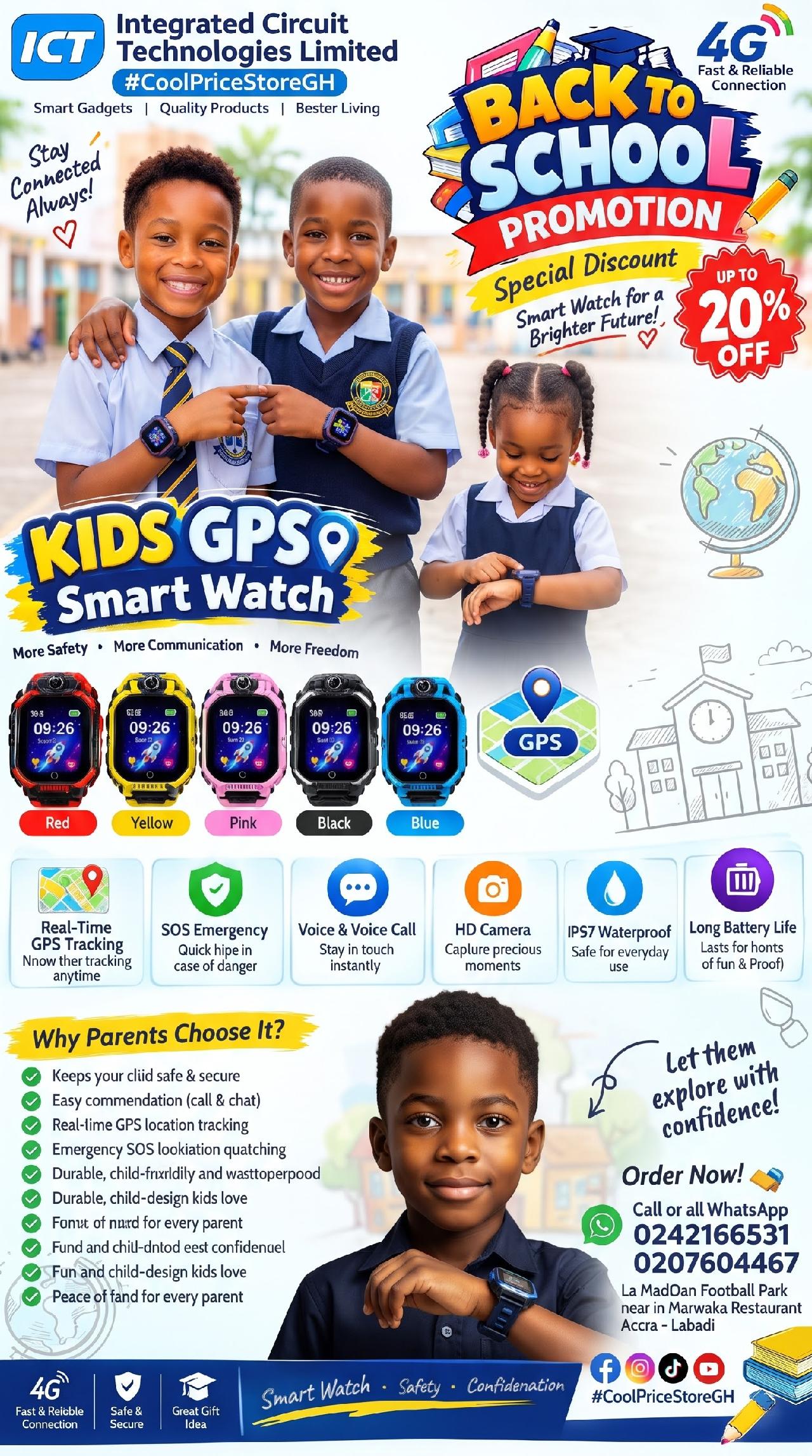 Kids digital gps smartwatch phone
