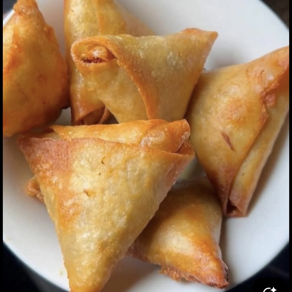 Spicy hot chicken/vegetable samosas