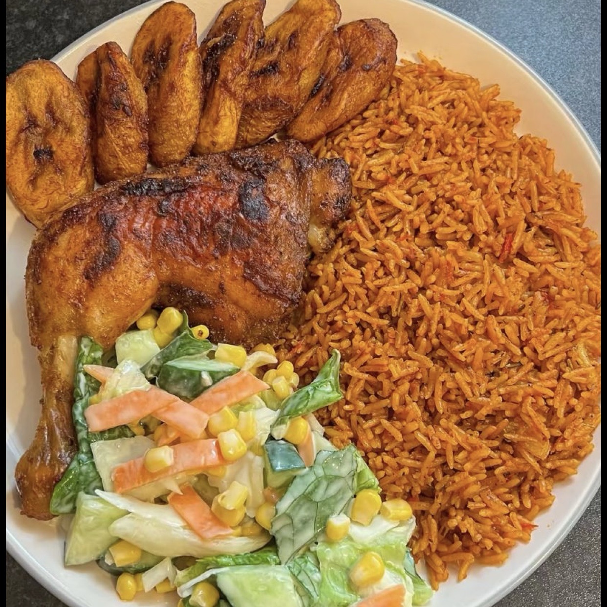 Spicy fried/grilled chicken with jollof