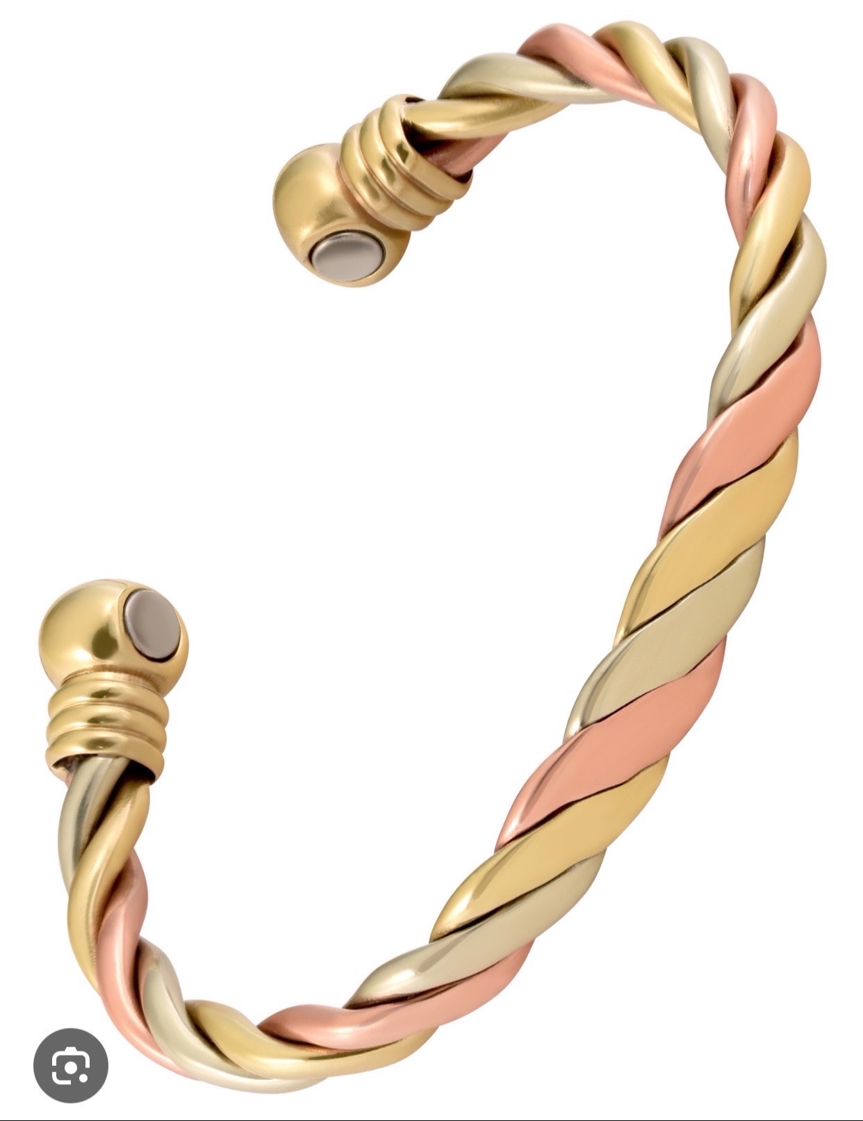 Copper,silver and bronze woven bracelet