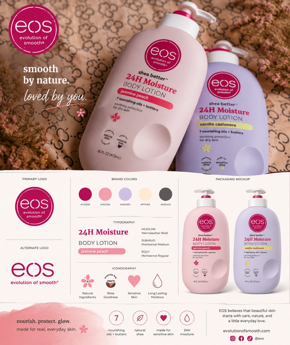 Eos 24h moisture body lotion – jasmine peach
