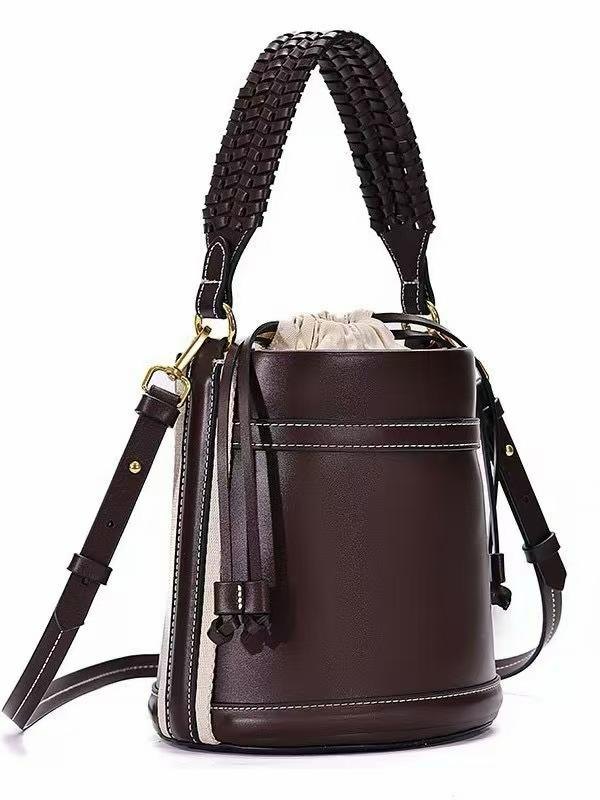Zara striped canvas bucket bag