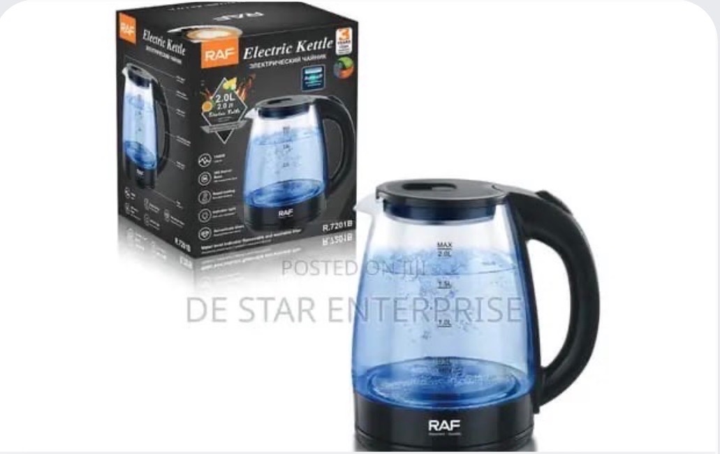 Glass kettle.