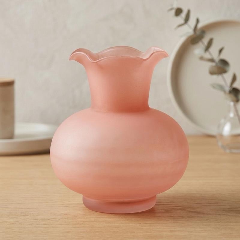 Pink frosted glass bud vase