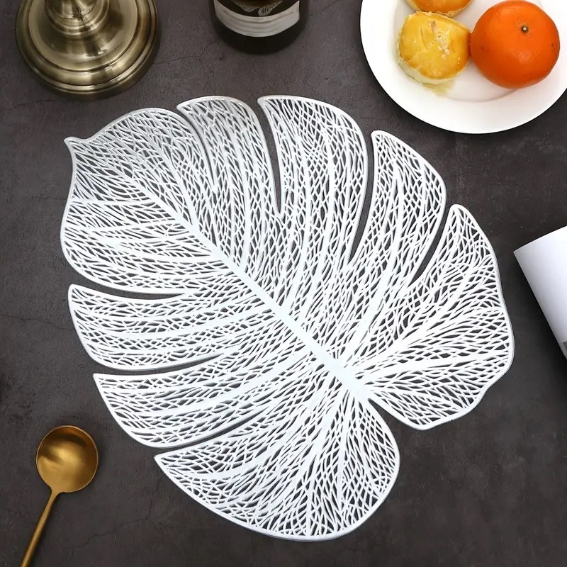 White leaf shaped decorative placemat