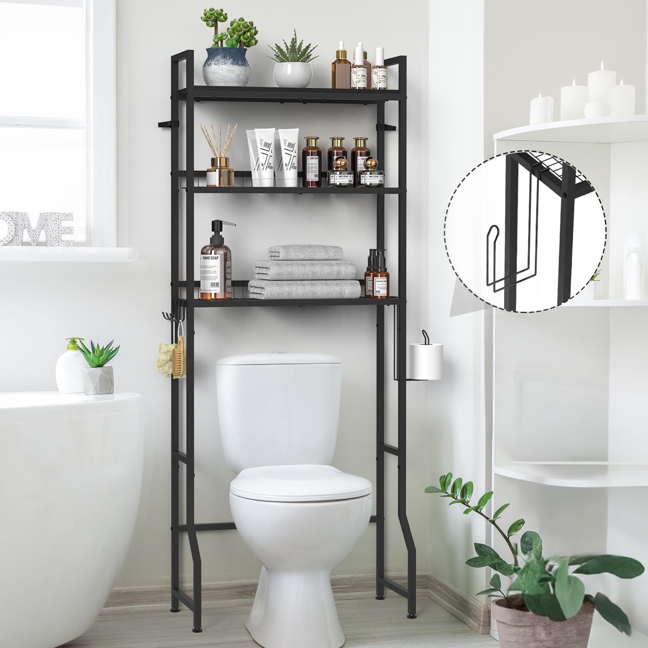 3 tier over toilet storage rack