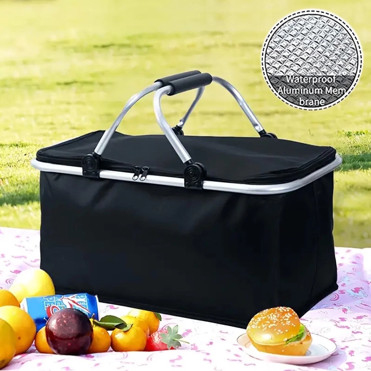 Foldable insulated picnic basket