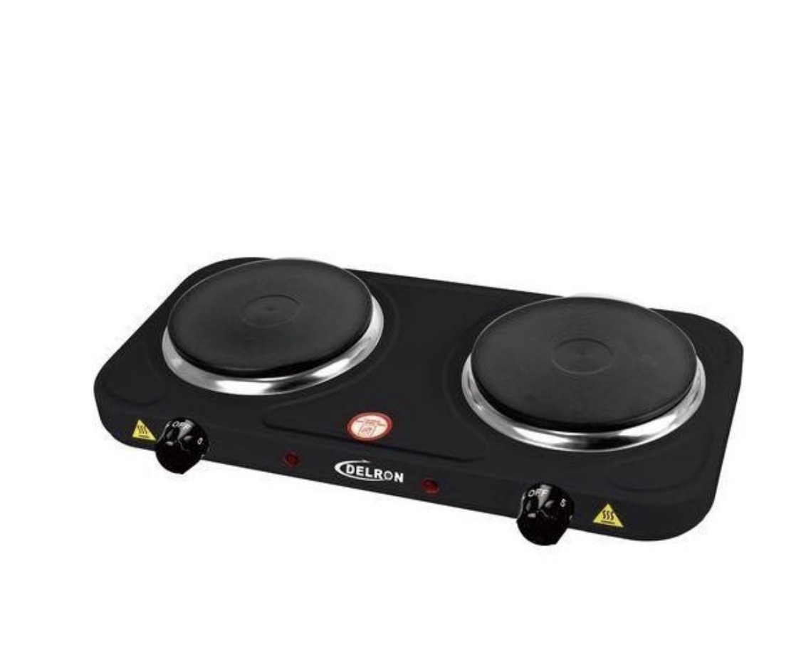 Delron 2 burner electric hot plate-2000w black
