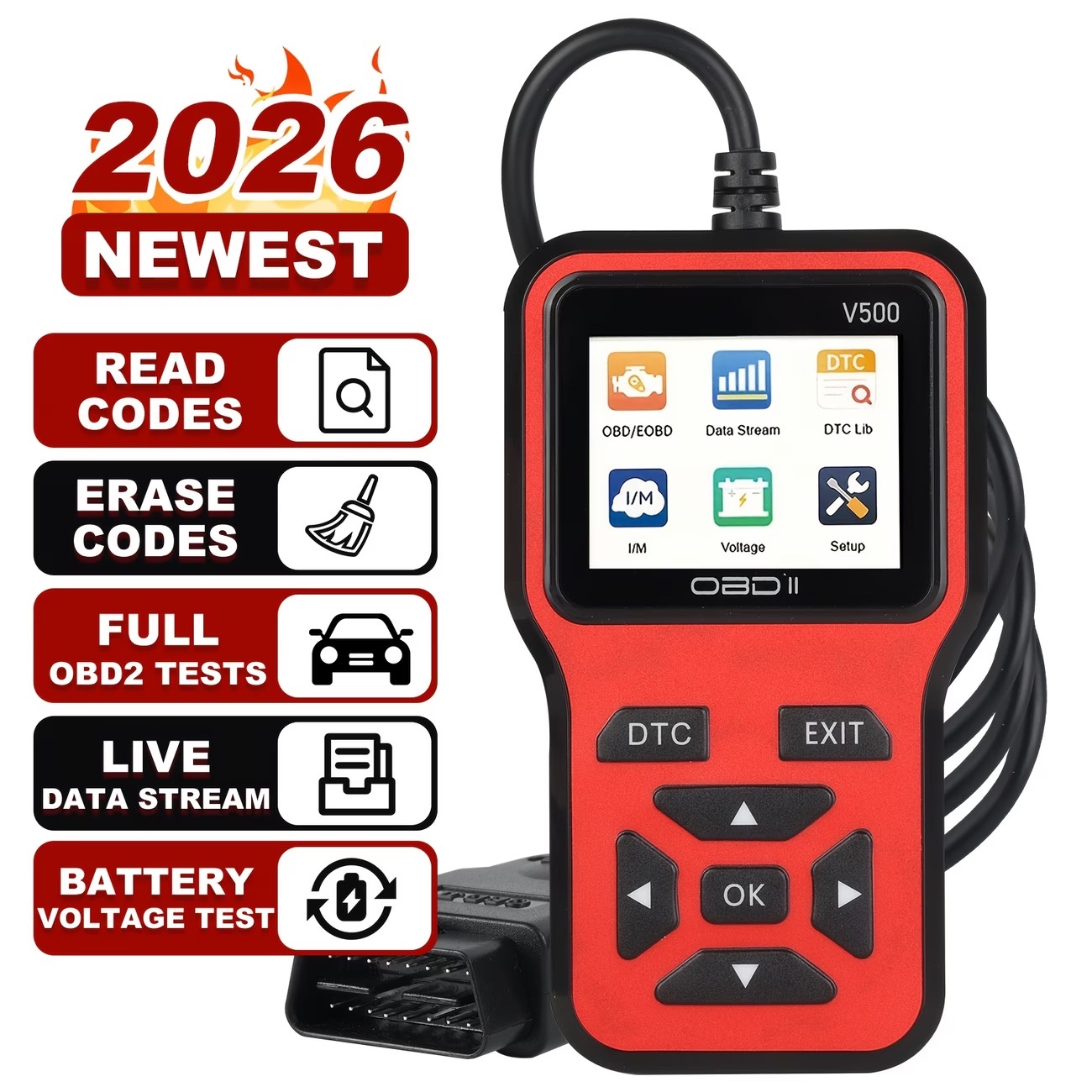 Newest obd2 scanner diagnostic tool - complete engine code reader with data stre