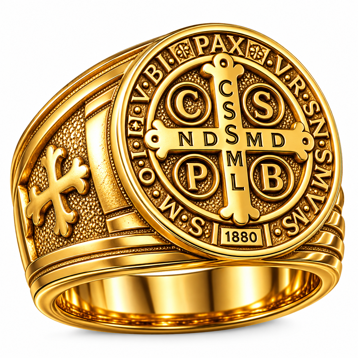 St. benedict exorcism & protection seal ring