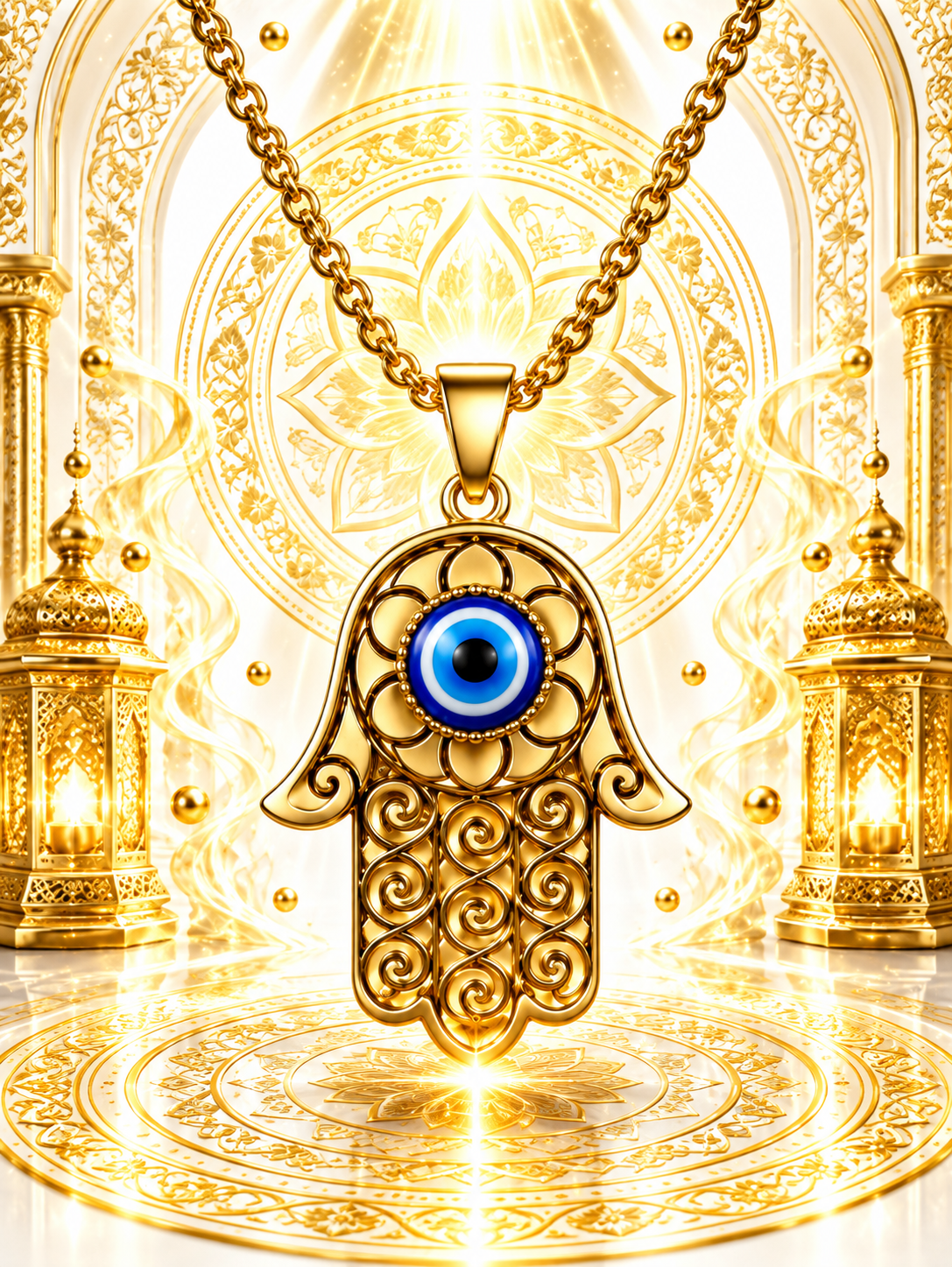 Hamsa hand of god protection pendant.