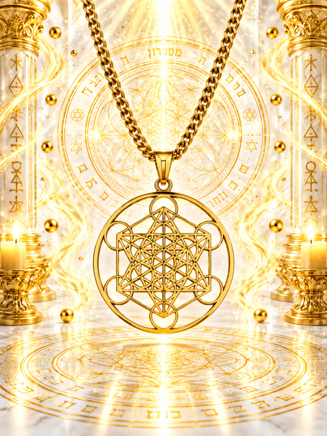 Archangel metatron sacred geometry cube necklace