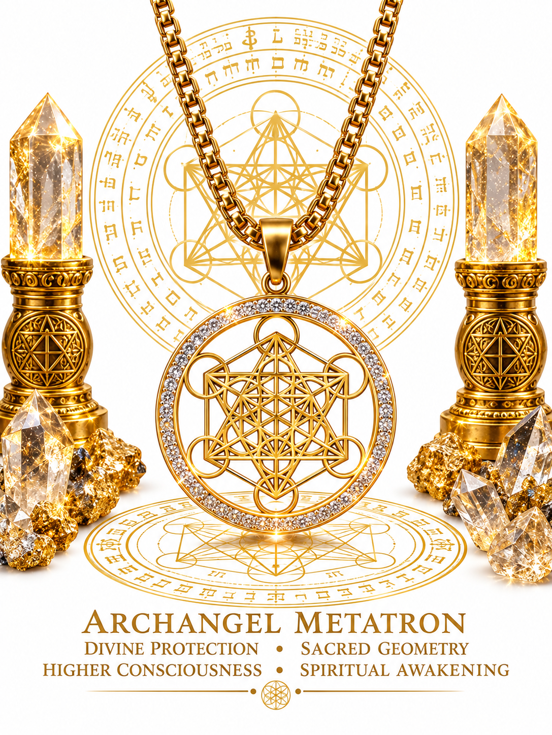 Archangel metatron sacred cube necklace