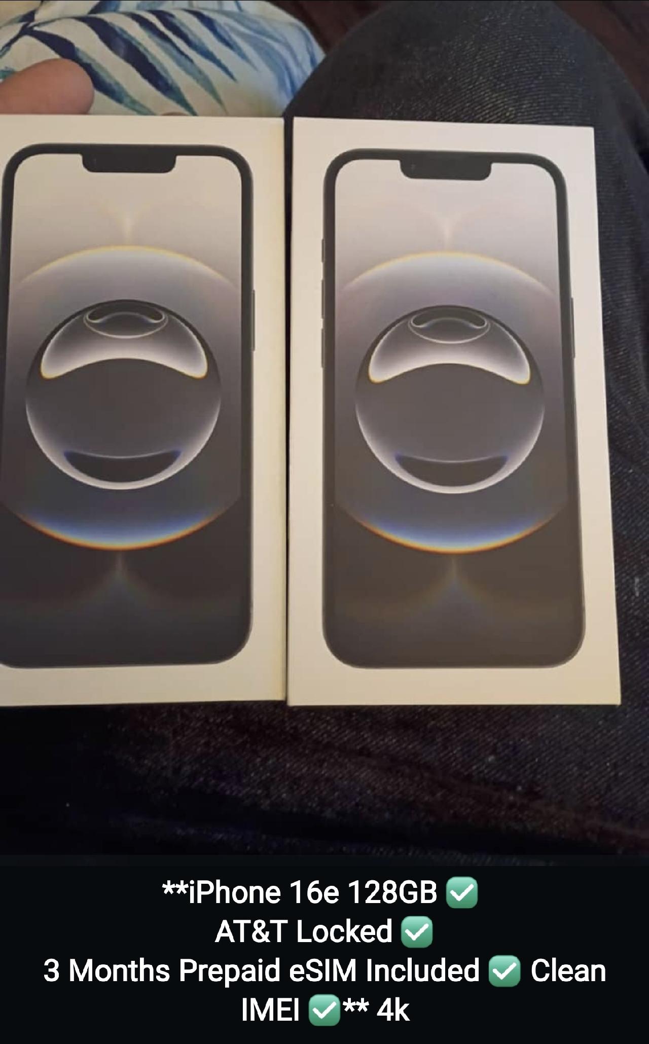 Iphone 16e 128 gig lock to at&t.comes with 3 months esim