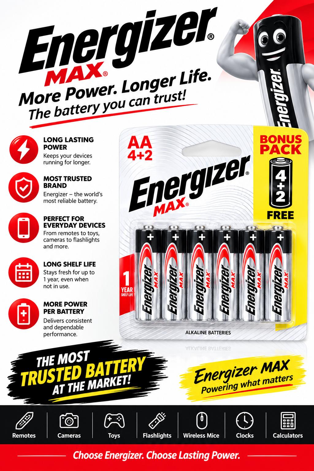 Energizer max – long-lasting battery