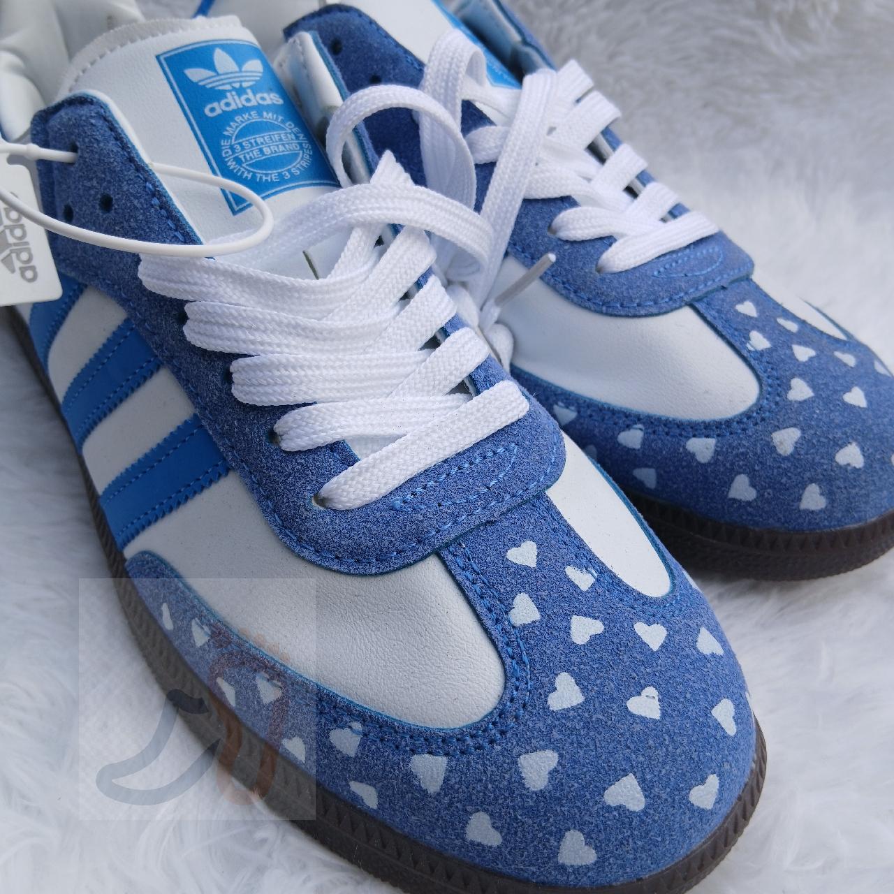 Adidas samba blue white heart edition - women's casual sneakers